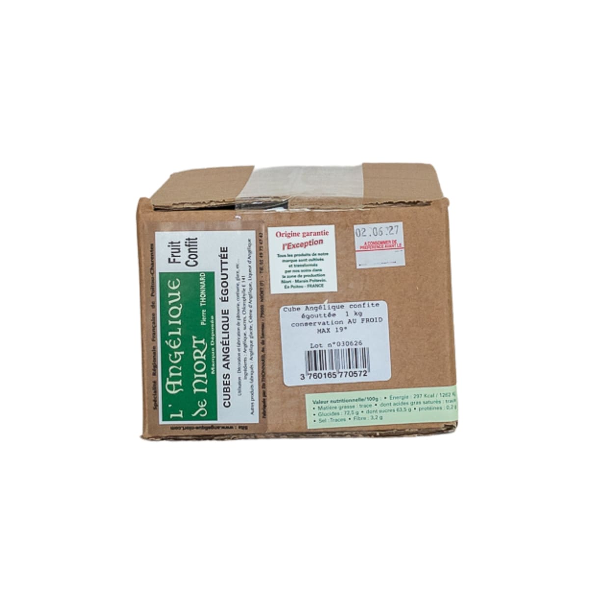 Angélique confite égouttée en cube carton 1 kg
