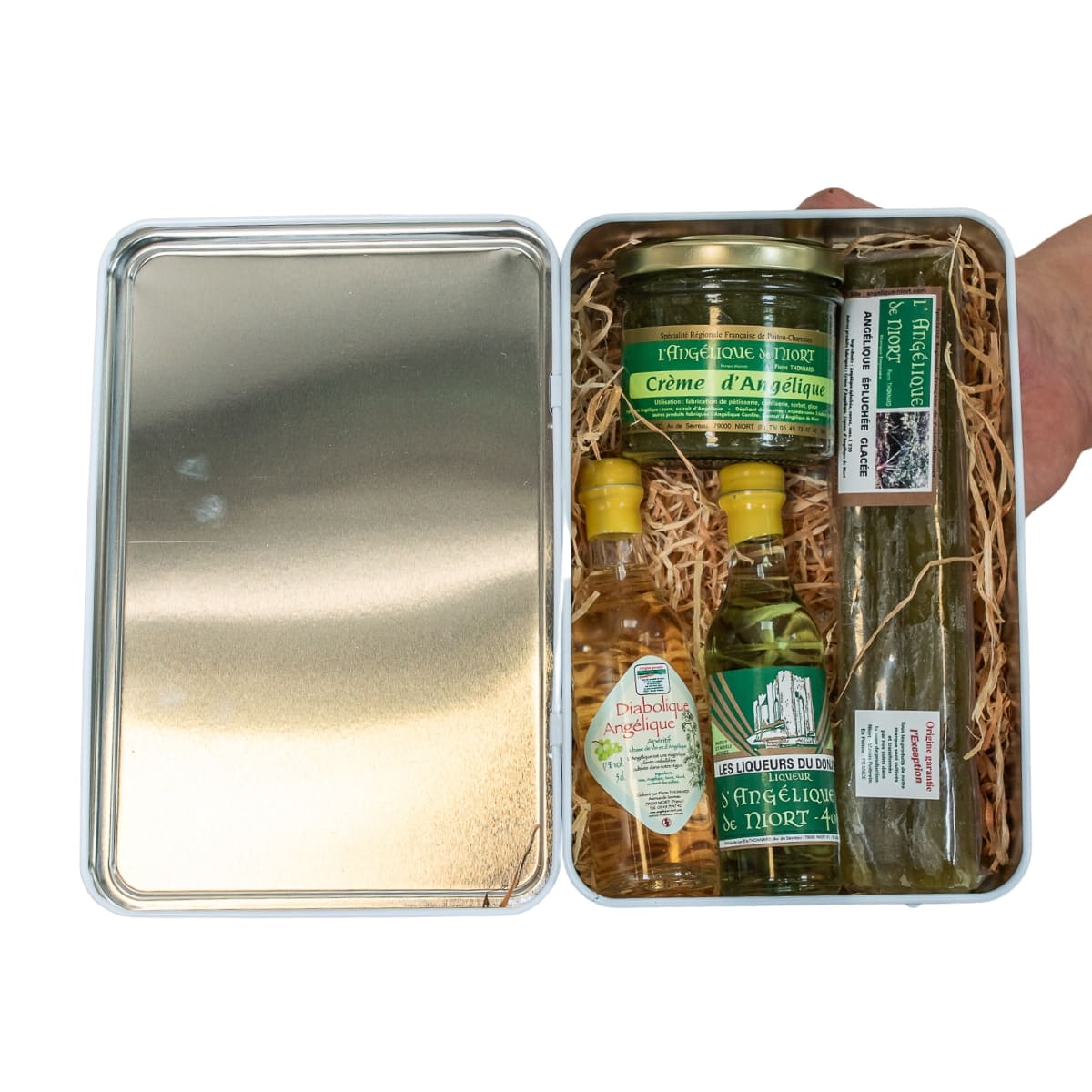 Coffret gourmand avec Angélique - Boîte métallique
